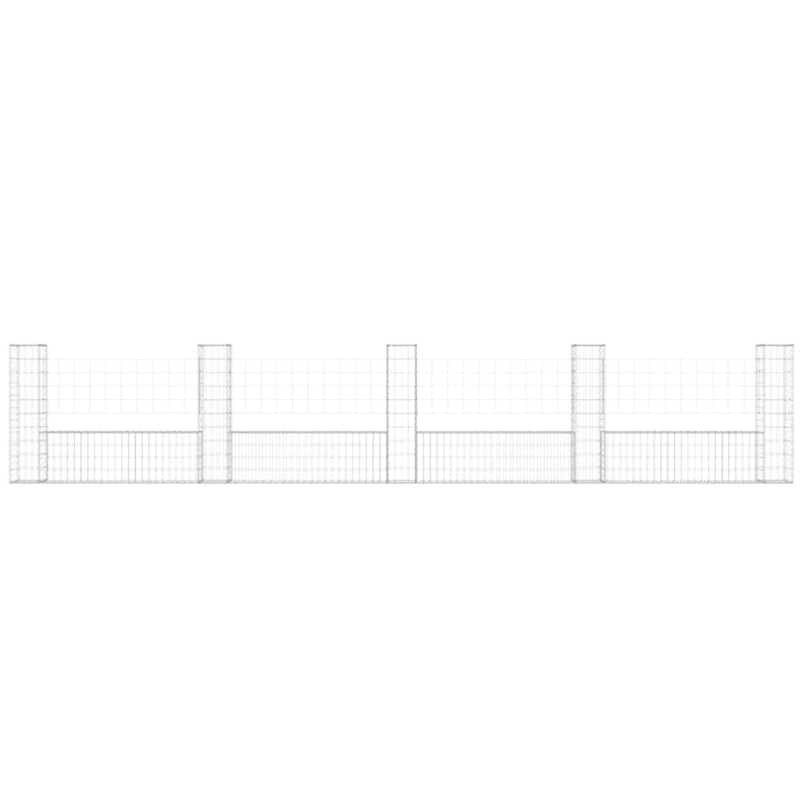 vidaXL gabionu siena ar 5 stabiem, U-forma, dzelzs, 500x20x100 cm