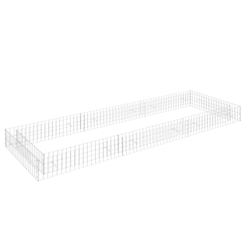 vidaXL gabions, augstā puķu kaste, cinkots tērauds, 300x100x20 cm