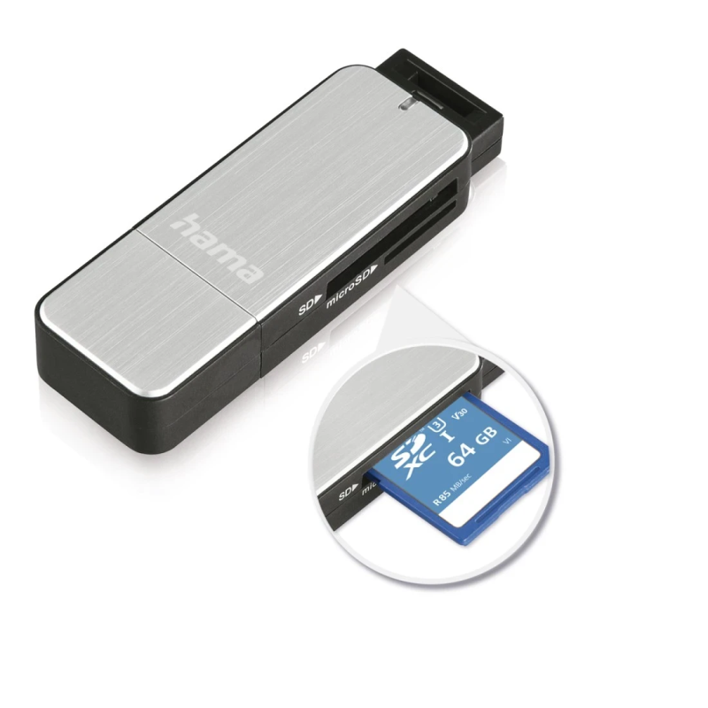 Hama 00123900 USB 3.0 Card Reader Aluminium