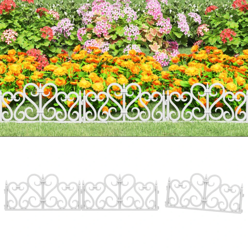 vidaXL zāliena apmales, 17 gab., baltas, 10 m, PP