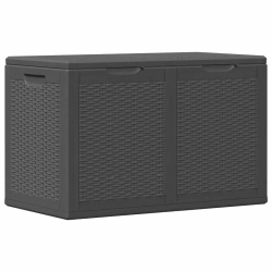 vidaXL dārza uzglabāšanas kaste, 180 L, melna, PP rotangpalma