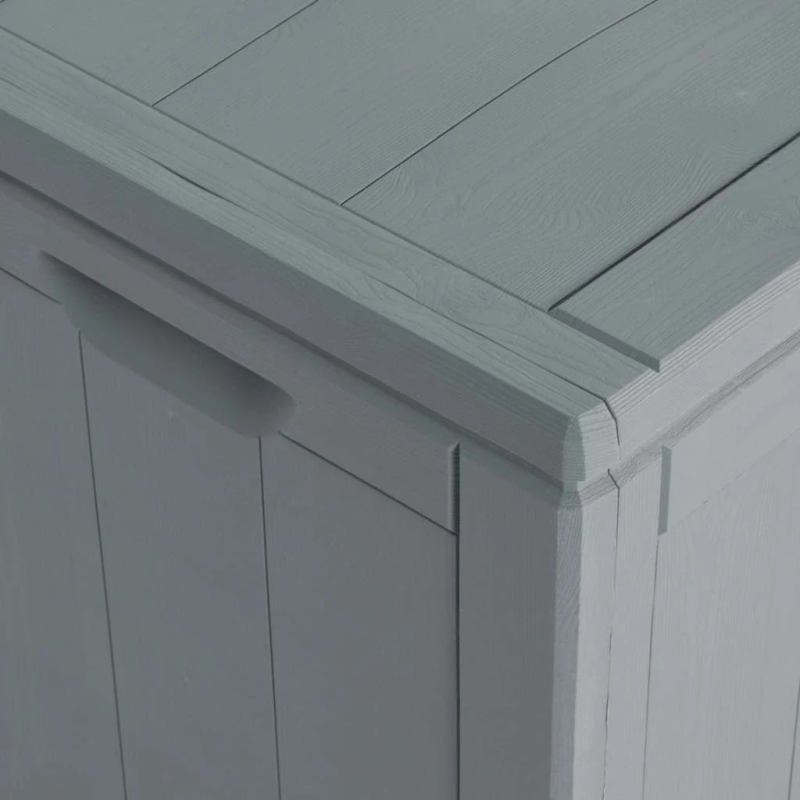 vidaXL dārza uzglabāšanas kaste, 270 l, pelēka, PP koksnes izskats