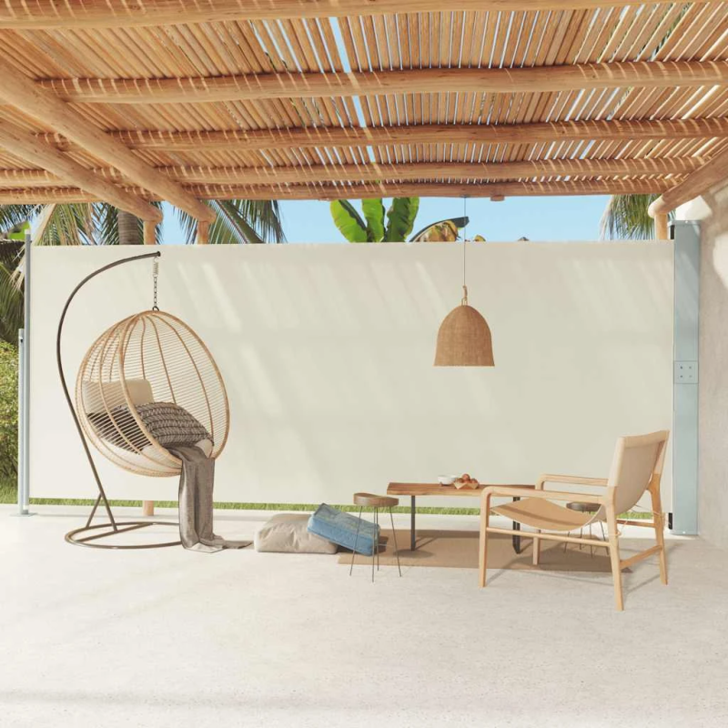 vidaXL izvelkams sānu aizslietnis, 220x600 cm, krēmkrāsas