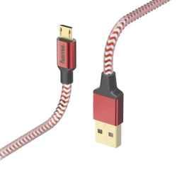 Hama 00178288 Reflective Charging-Data Cable, Micro-USB 1.5m Red