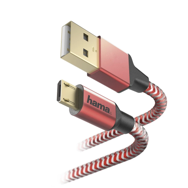Hama 00178288 Reflective Charging-Data Cable, Micro-USB 1.5m Red