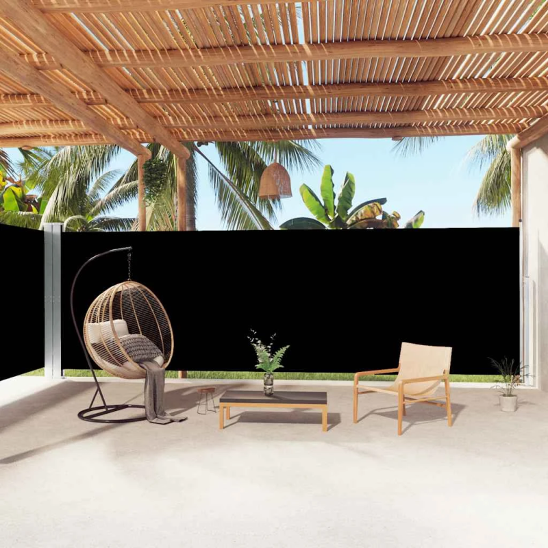 vidaXL izvelkama sānu markīze, melna, 200x1000 cm