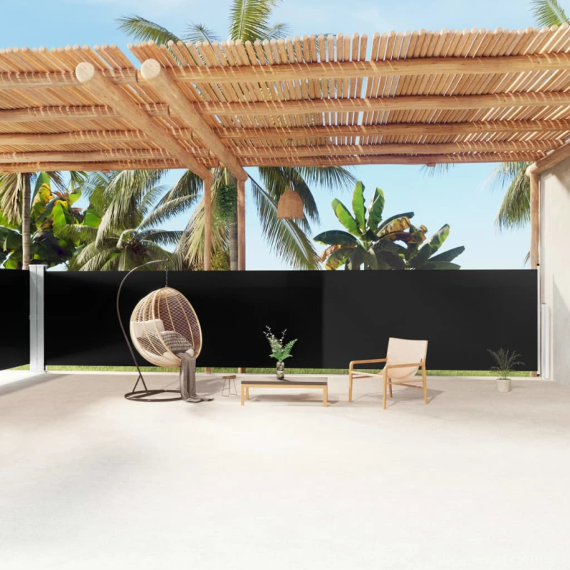 vidaXL izvelkama sānu markīze, melna, 160x1200 cm