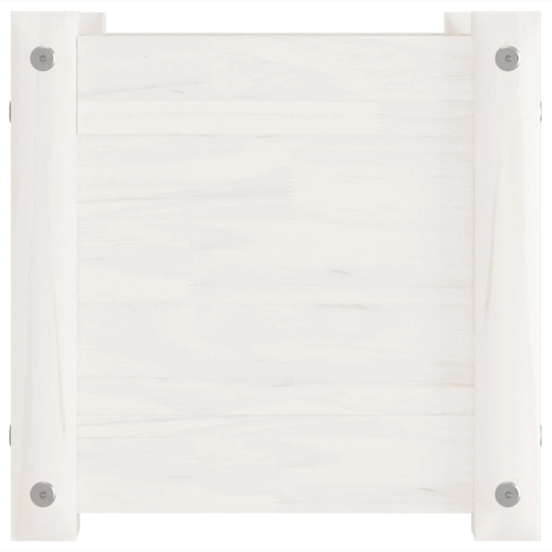 vidaXL dārza puķu kaste, balta, 31x31x31 cm, priedes masīvkoks