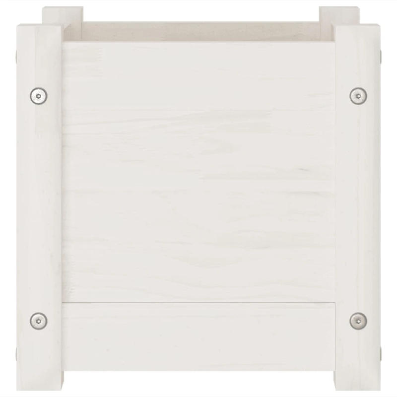 vidaXL dārza puķu kaste, balta, 31x31x31 cm, priedes masīvkoks