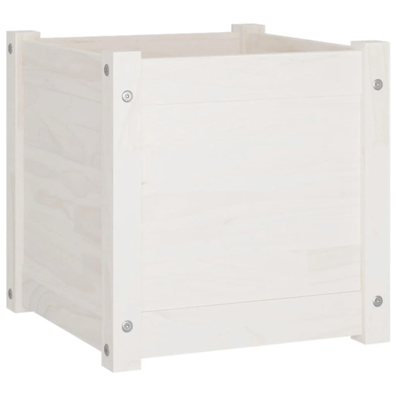 vidaXL dārza puķu kastes, 2 gab., 40x40x40cm, balts priedes masīvkoks