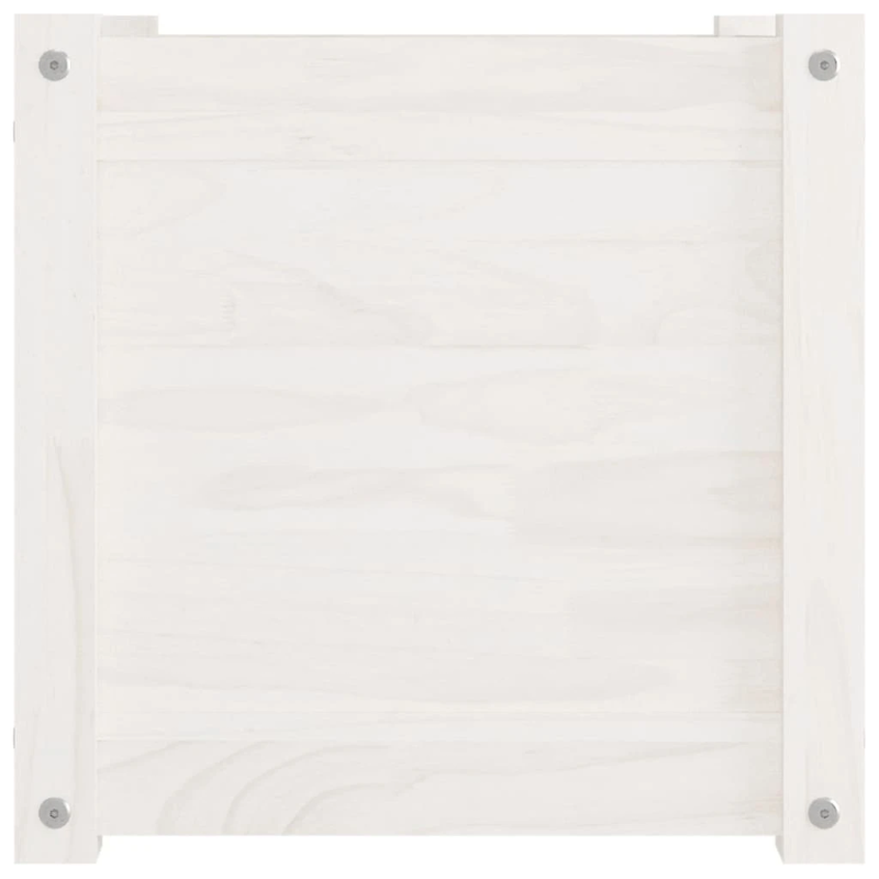 vidaXL dārza puķu kastes, 2 gab., 40x40x40cm, balts priedes masīvkoks