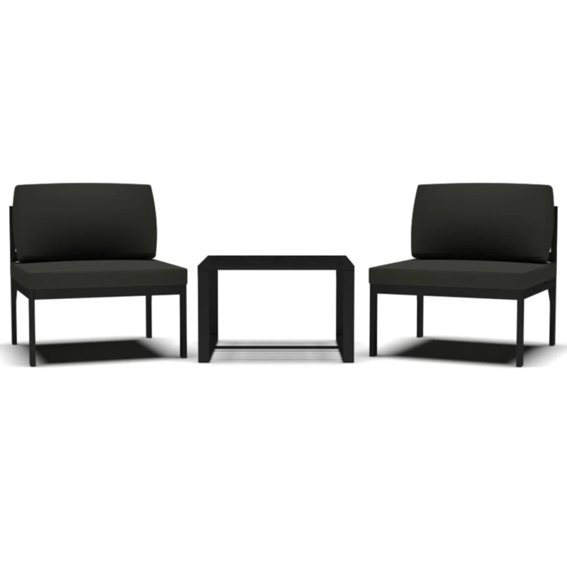 vidaXL 3-daļīgs dārza atpūtas mēbeļu komplekts ar matračiem, alumīnijs