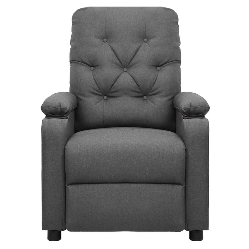 vidaXL atpūtas krēsls, paceļams, gaiši pelēks audums
