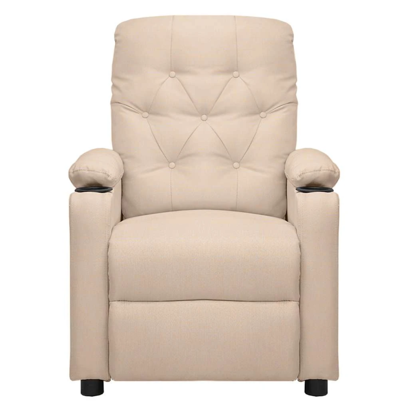 vidaXL atpūtas krēsls, paceļams, krēmkrāsas audums