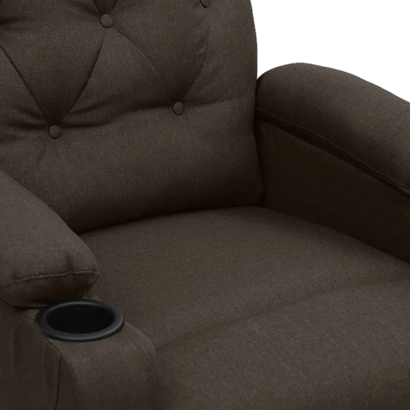 vidaXL masāžas krēsls, paceļams, tumši brūns audums