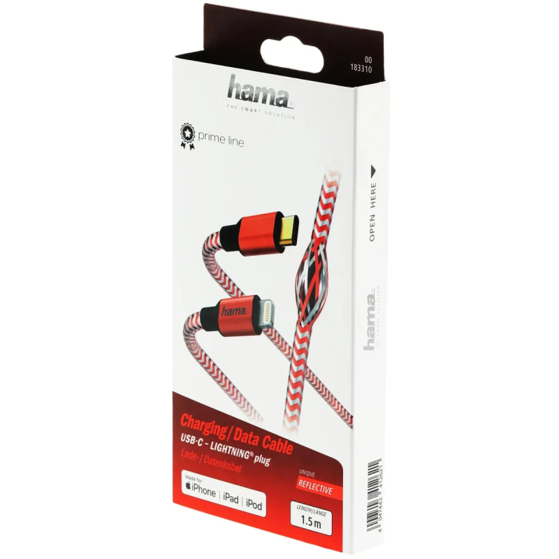 Hama 00183310 USB Type-C Cable - Lighting MFI 1.5m Red