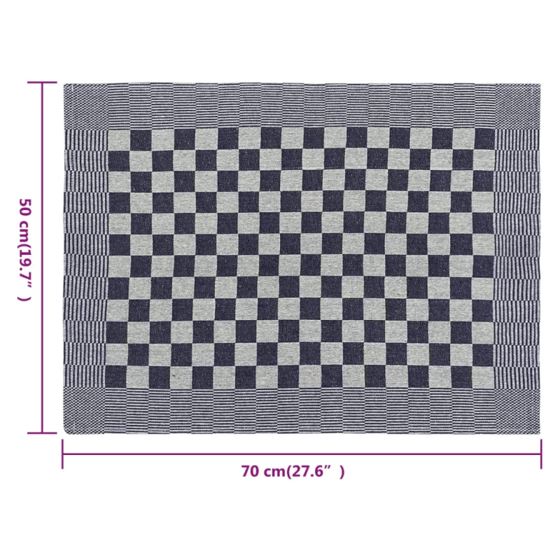 vidaXL virtuves dvieļi, 20 gab., zili un balti, 50x70 cm, kokvilna