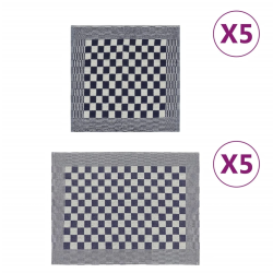 vidaXL dvieļu komplekts, 10 gab., zili un balti, kokvilna