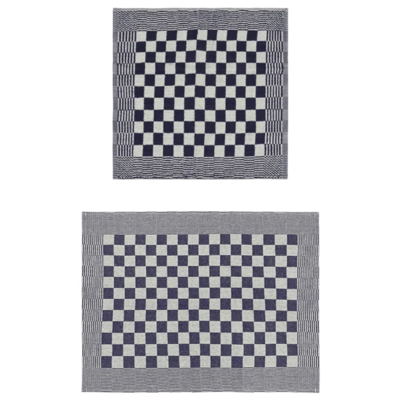 vidaXL dvieļu komplekts, 10 gab., zili un balti, kokvilna