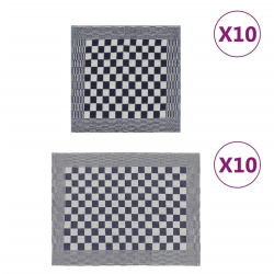 vidaXL dvieļu komplekts, 20 gab., zili un balti, kokvilna