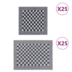 vidaXL dvieļu komplekts, 50 gab., zili un balti, kokvilna