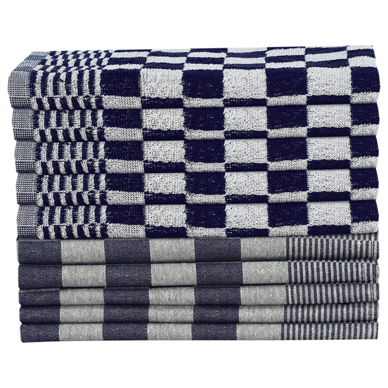 vidaXL dvieļu komplekts, 50 gab., zili un balti, kokvilna