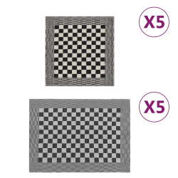 vidaXL dvieļu komplekts, 10 gab., melni un balti, kokvilna