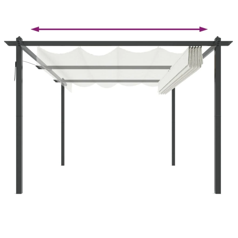 vidaXL dārza nojume ar izvelkamu jumtu, 4x3 m, krēmkrāsas