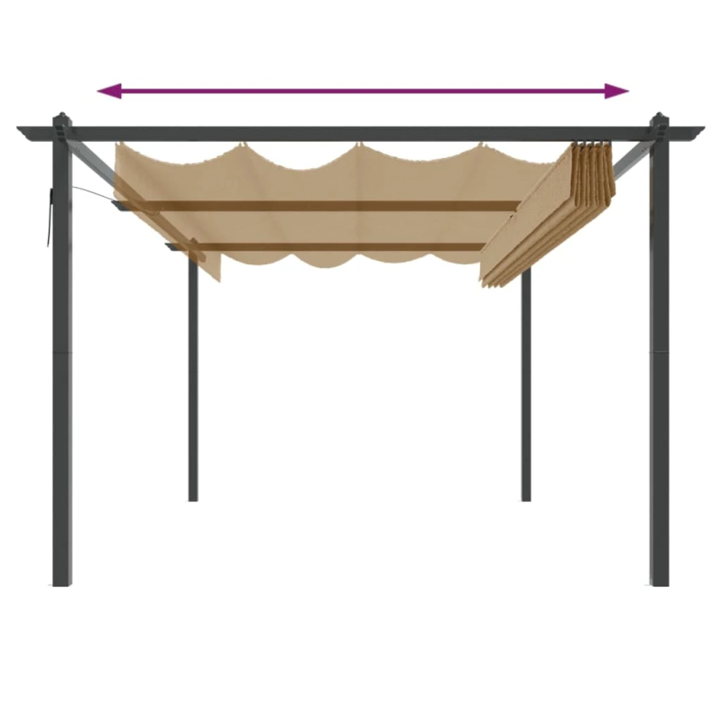 vidaXL dārza nojume ar izvelkamu jumtu, 4x3 m, pelēkbrūna