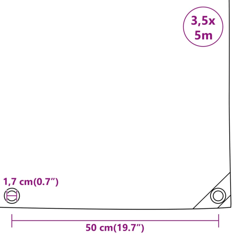 vidaXL brezenta pārklājs, tents, 650 g-m², 3,5x5 m, melns
