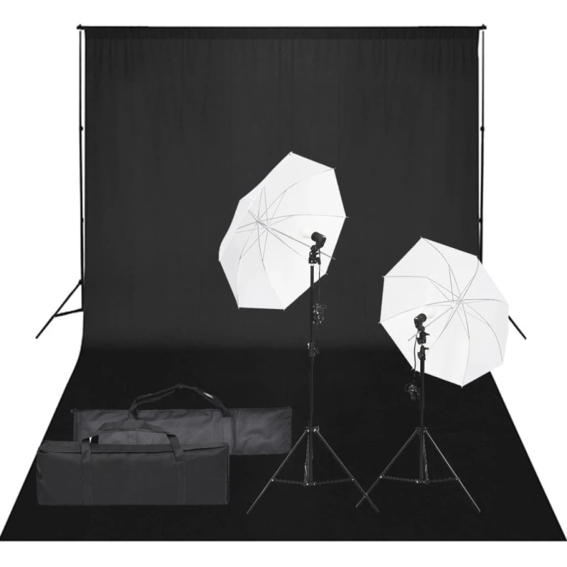 vidaXL fotostudijas komplekts, gaismas un fons