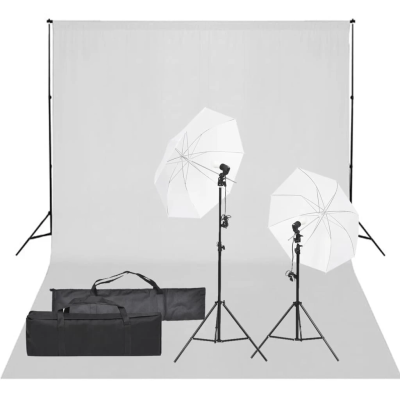 vidaXL fotostudijas komplekts, gaismas un fons