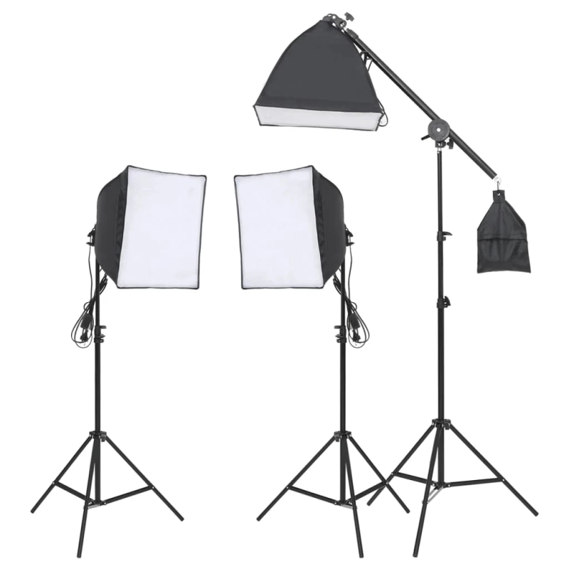 vidaXL fotostudijas komplekts, gaismas un fons