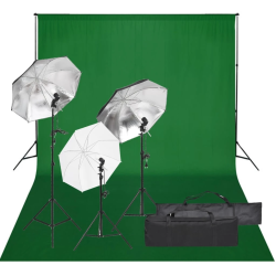 vidaXL fotostudijas komplekts, gaismas un fons