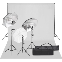vidaXL fotostudijas komplekts, gaismas un fons
