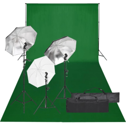 vidaXL fotostudijas komplekts, gaismas un fons