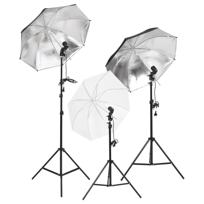 vidaXL fotostudijas komplekts – gaismas, fons, reflektors
