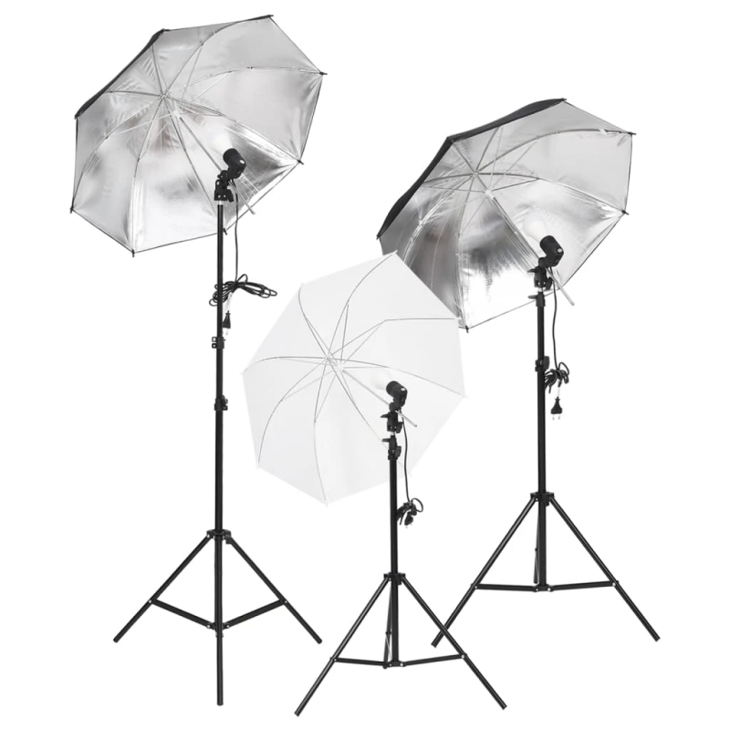 vidaXL fotostudijas komplekts – gaismas, fons, reflektors