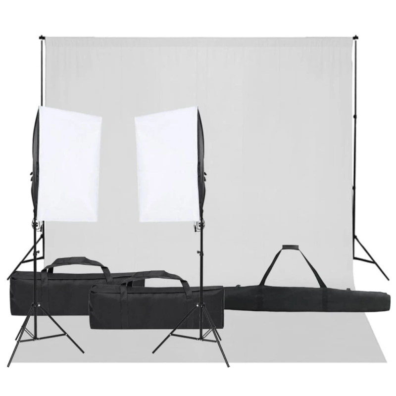 vidaXL fotostudijas komplekts, gaismas un fons