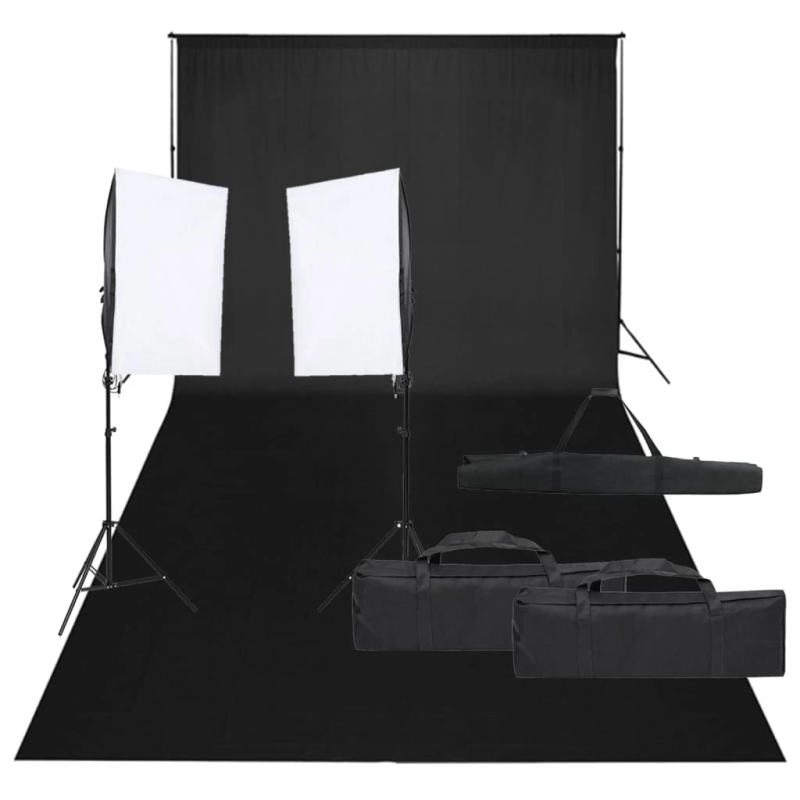 vidaXL fotostudijas komplekts, gaismas un fons