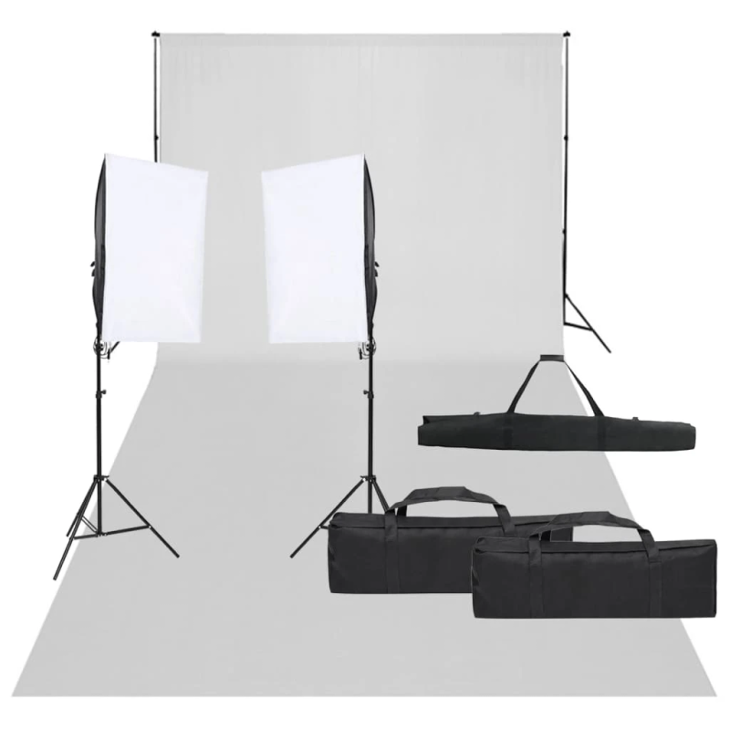 vidaXL fotostudijas komplekts, gaismas un fons