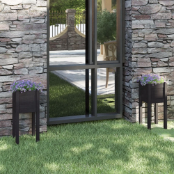 vidaXL dārza puķu kastes, 2 gab., melnas, 31x31x70 cm, priedes koks