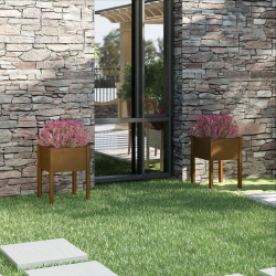 vidaXL dārza puķu kastes, 2 gab., 50x50x70 cm, brūns priedes masīvkoks