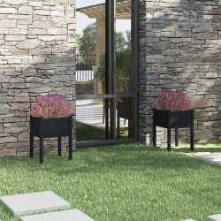 vidaXL dārza puķu kastes, 2 gab., 50x50x70 cm, melns priedes masīvkoks