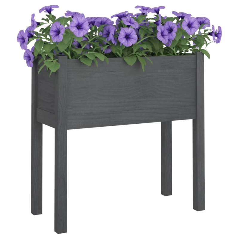 vidaXL dārza puķu kaste, 70x31x70 cm, pelēks priedes masīvkoks