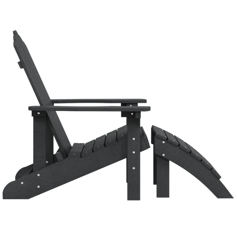 vidaXL dārza krēsls ar kāju balstu, HDPE, pelēks