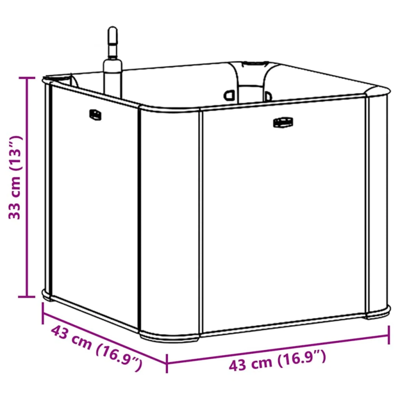 vidaXL dārza puķu kaste, pašlaistīšanas sistēma, pelēka, 43x43x33 cm