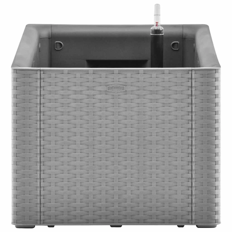 vidaXL dārza puķu kaste, pašlaistīšanas sistēma, pelēka, 100x43x33 cm