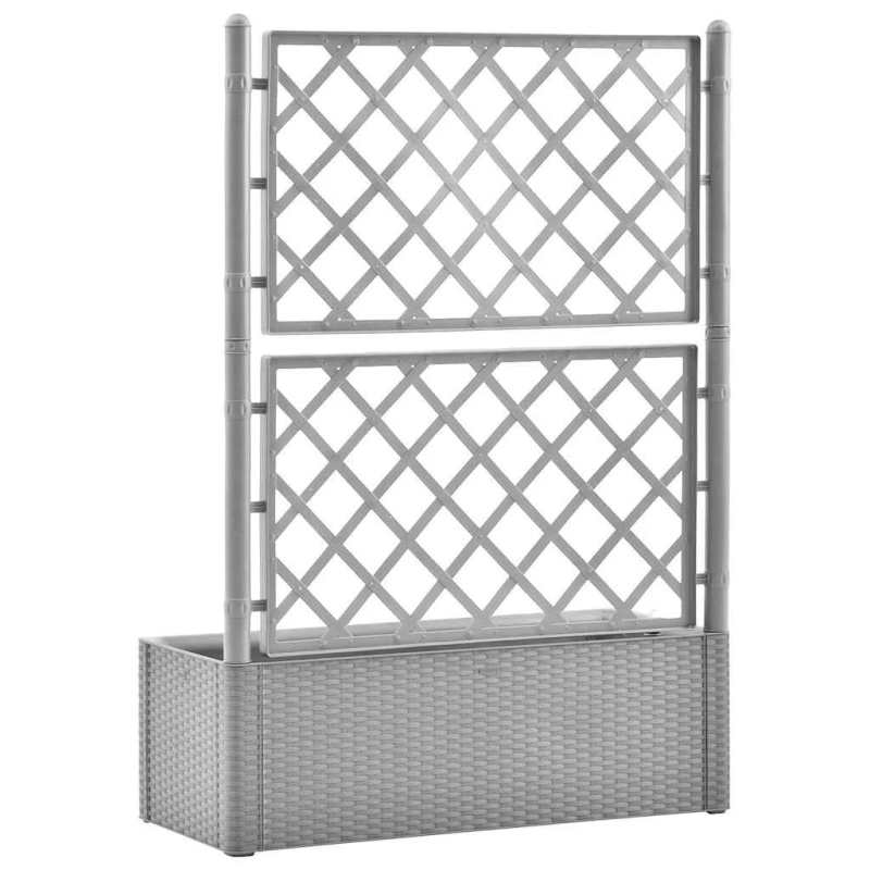 vidaXL puķu kaste ar špaleru, pelēka, pašlaistīšanas sistēma