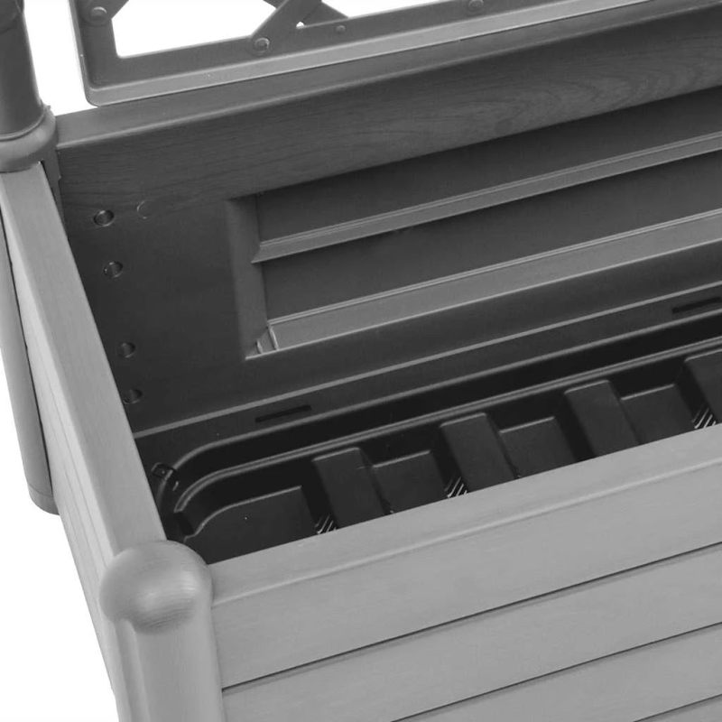 vidaXL dārza puķu kaste ar špaleru, 100x43x142 cm, akmens pelēka, PP